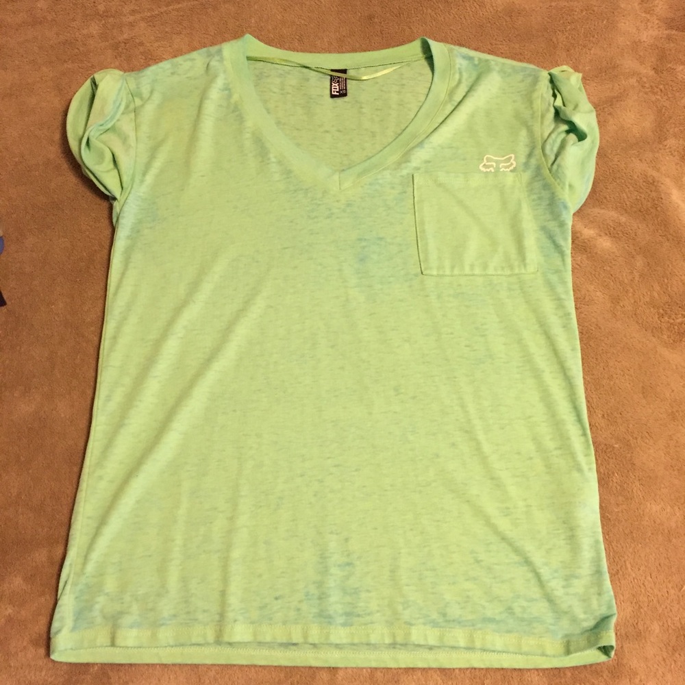 💞 Fox Burnout tee NWOT Cuffed Sleeves SZ XS 💞