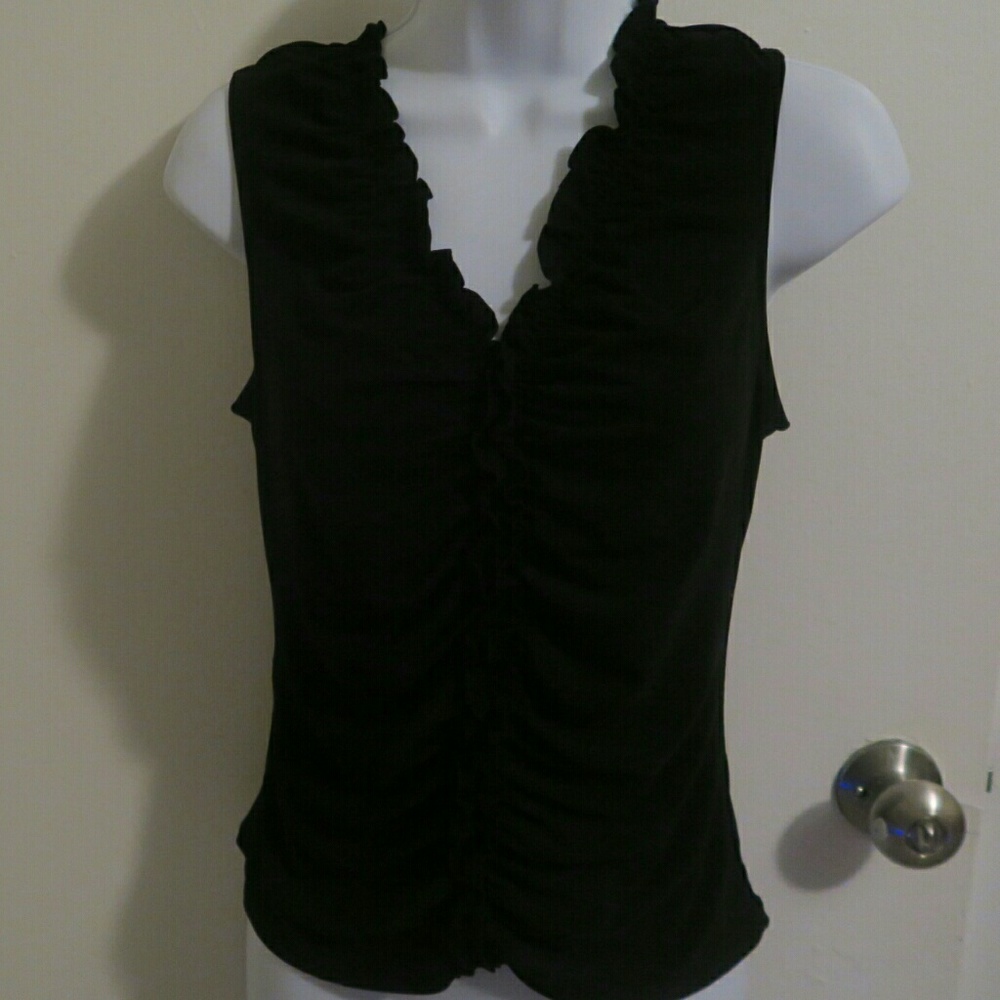 Black ruffled tank top