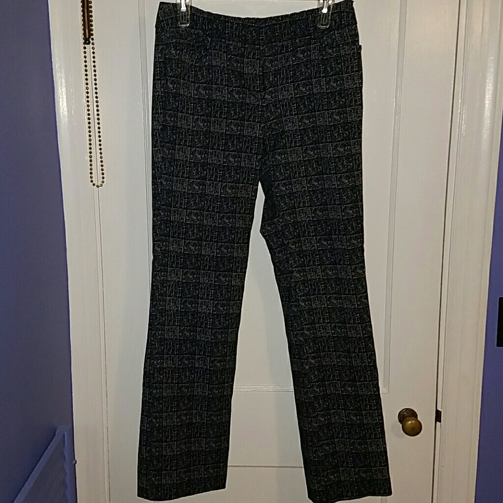 Black Plaid Straight Leg Dress Pants