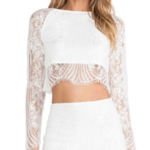 For love and lemons white lace crop top