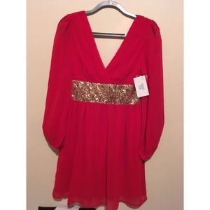 Red & gold sequin dress