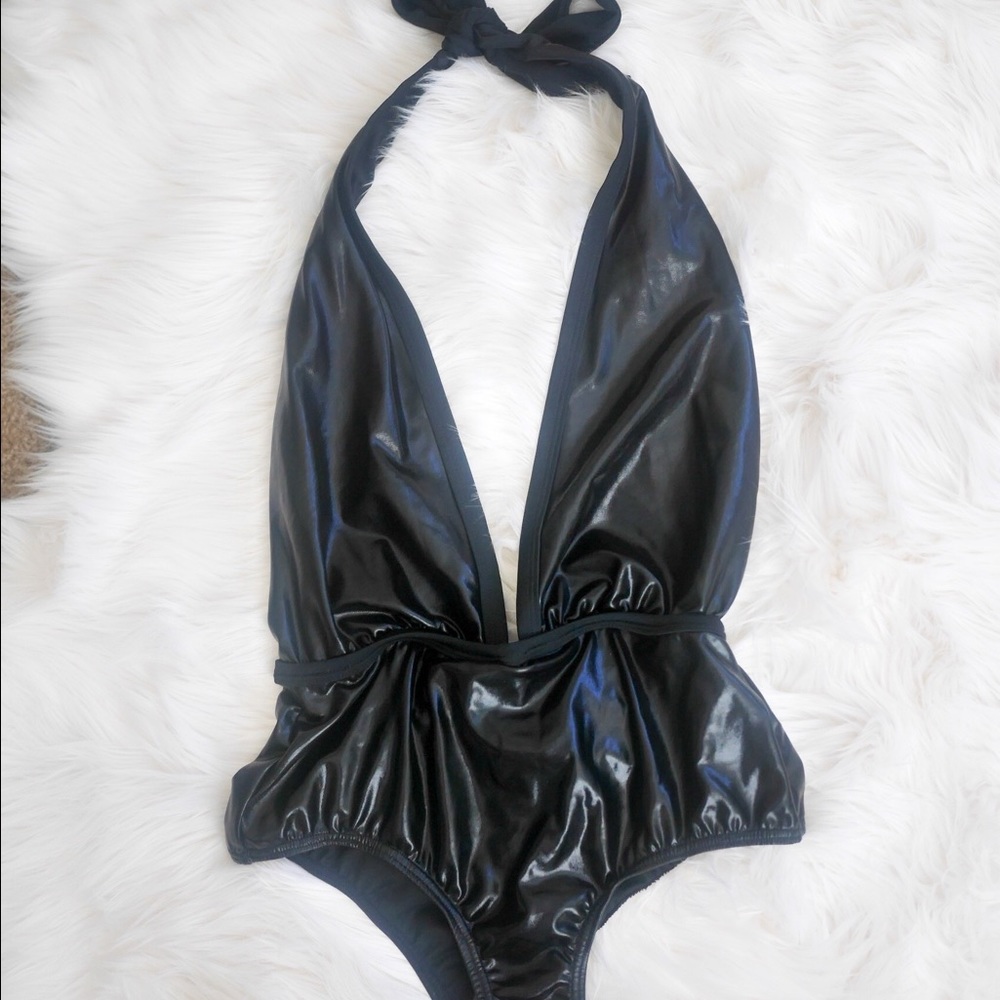 Black Faux Leather Monokini from ASOS