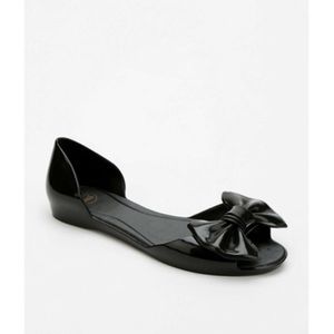 Mel By Melissa Shoes peep Toe Bow Flat Black 9