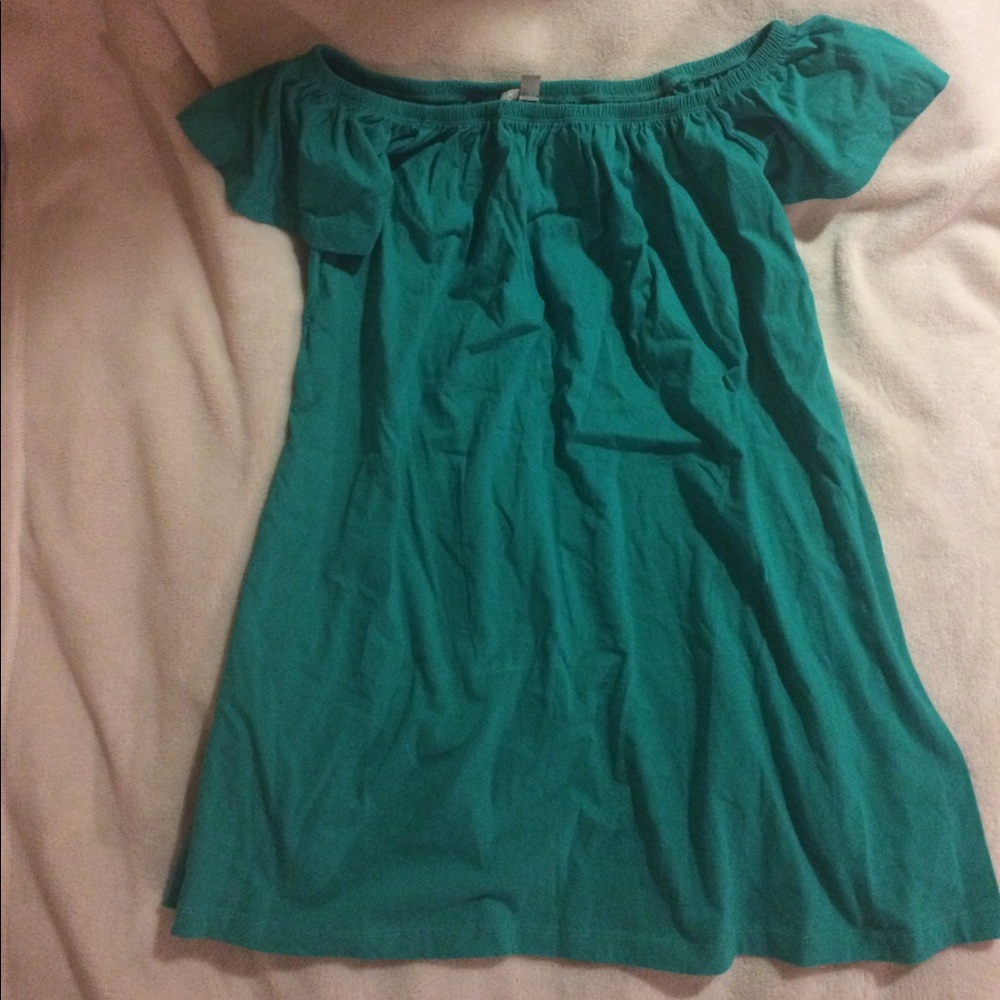 SOLD NWT ASOS Green Off the Shoulder Summer Dress - Picture 4 of 4