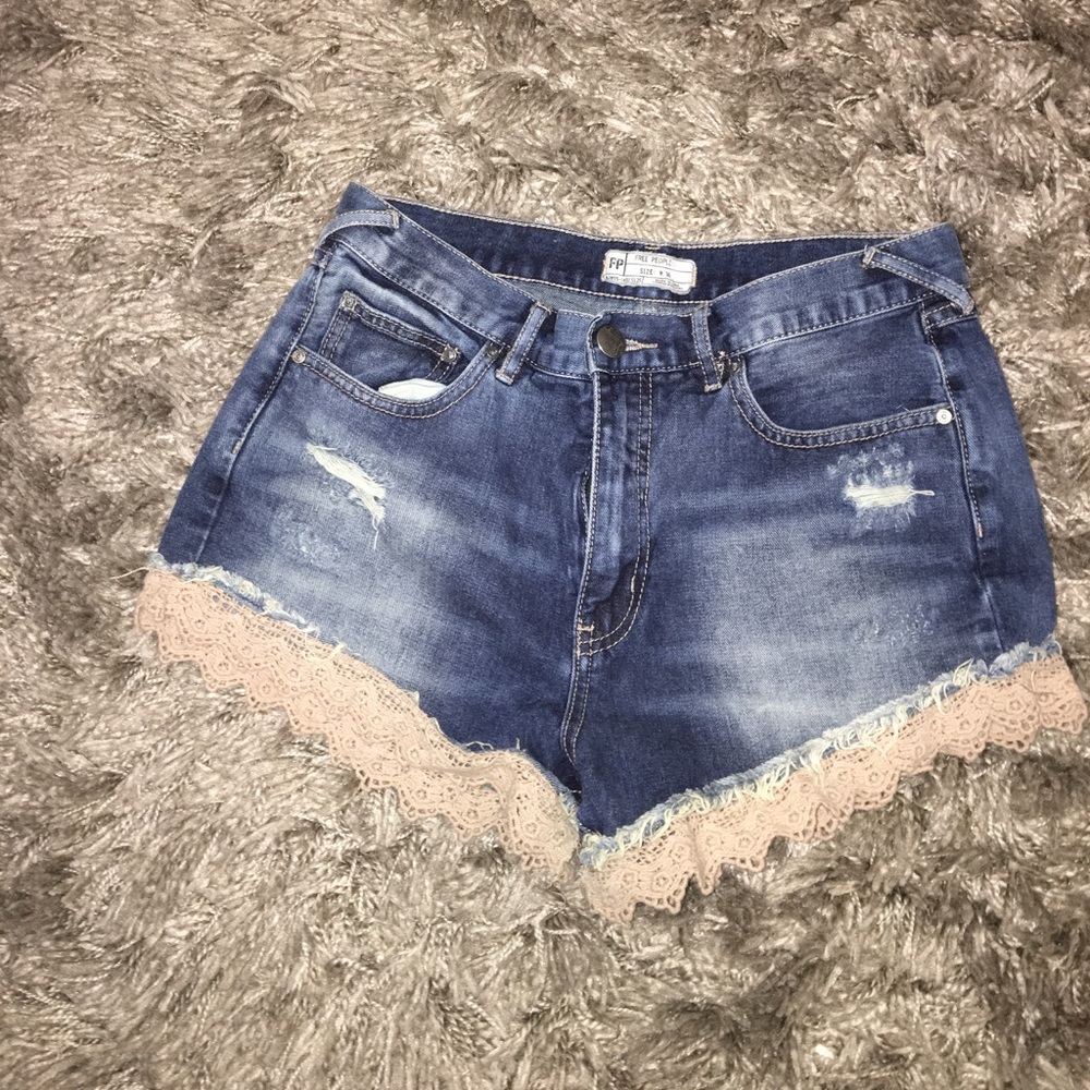 Free people high waisted denim shorts