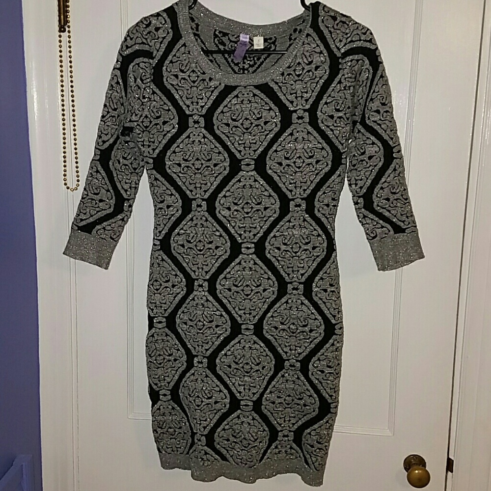 Black and Gray Sweater Dress