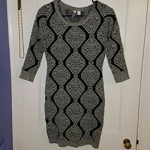 Black and Gray Sweater Dress