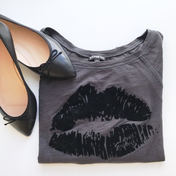 Express Velvet Lip Long Sleeve Shirt - Picture 2 of 6