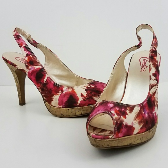 {Candie?s} Abstract Pink Print Stiletto Heels-9 - Picture 1 of 6
