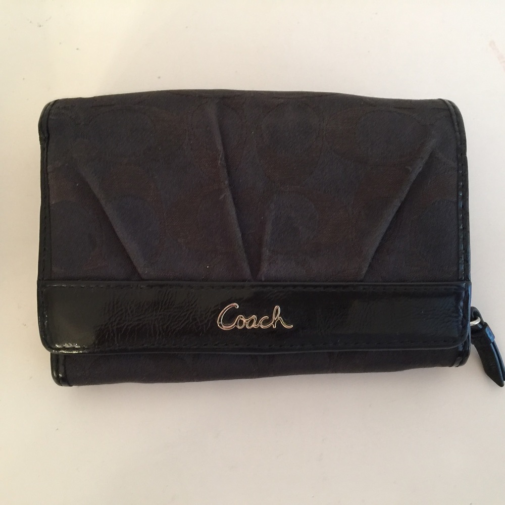 Coach Signature Black and Grey Bi-fold Wallet