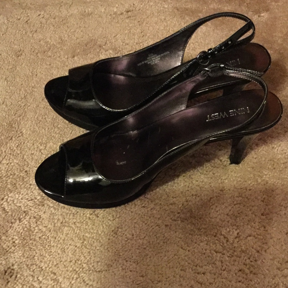 Nine West Black Patten Leather Shoes