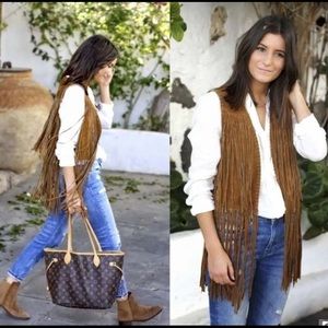 Zara Fringe Leather Waistcoat Vest (Never Worn)