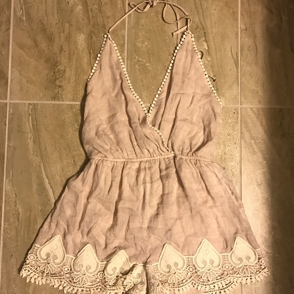 Cream Tie up romper