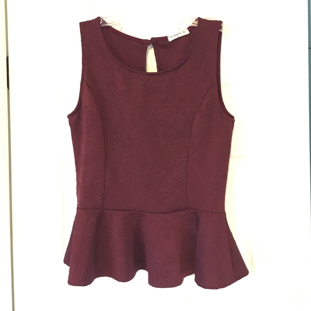 Maroon Peplum Top - Picture 2 of 4