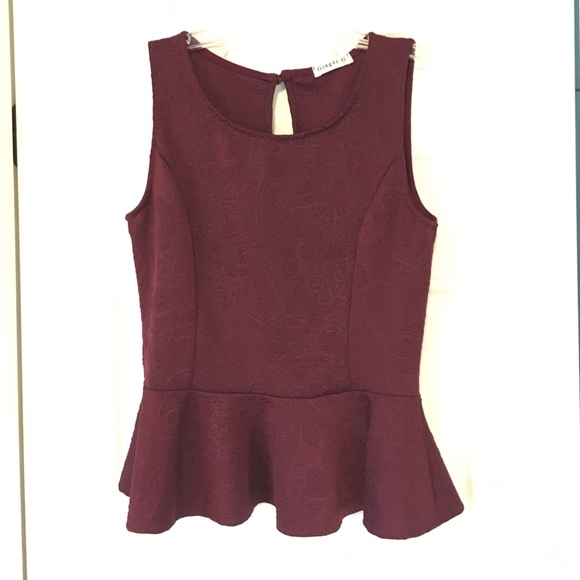 Maroon Peplum Top - Picture 2 of 4
