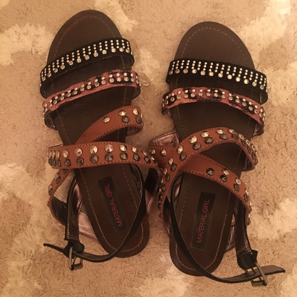 Material Girl Studded Sandals. Like new! Size 8.