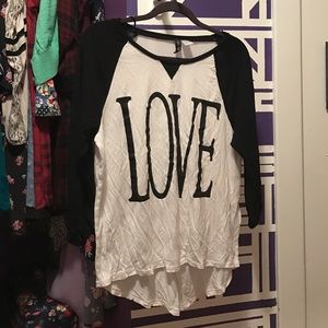 H&M divided 'LOVE' raglan rolled sleeve top