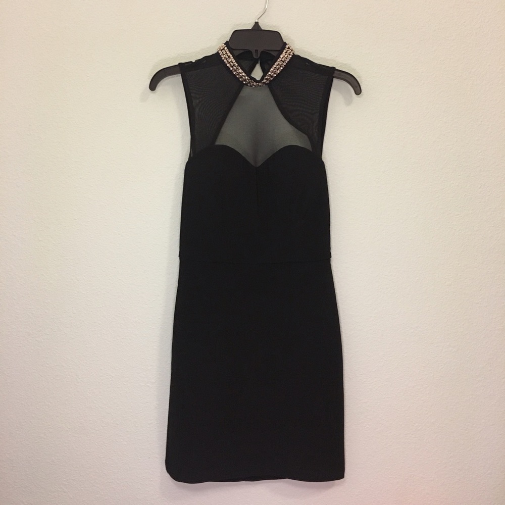 Open Back Jewel Neck Dress
