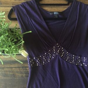 Express Dressy Purple V-Neck Top XS