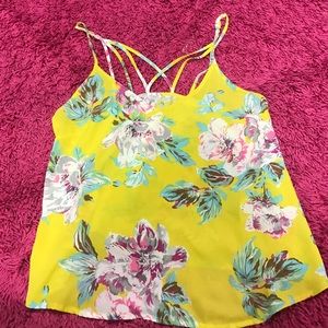 Strappy yellow floral tank.