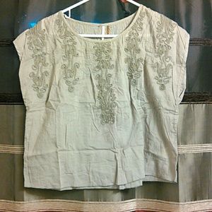 Free People Embroidered Tan Top