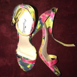 Ankle Strap Floral Heels