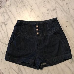 Express, dark denim, high waisted shorts