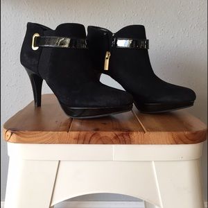 Black Suede Bandolino Heeled Booties