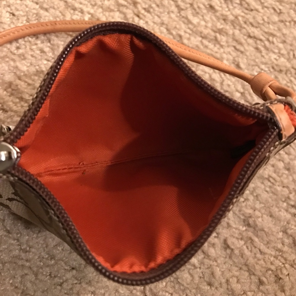 COACH Small Leather Canvas Monogram Wristlet Pouch - Picture 3 of 4