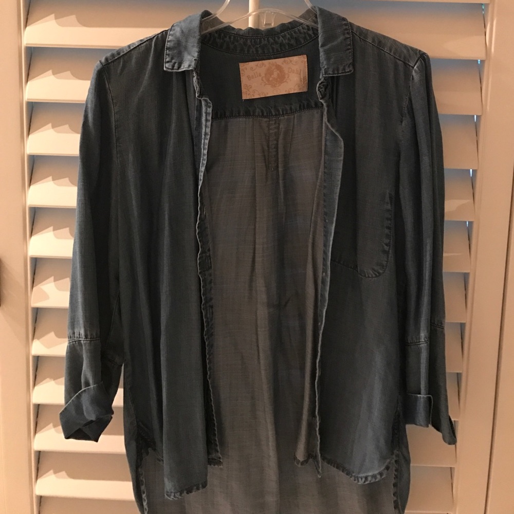 Bottom down denim top