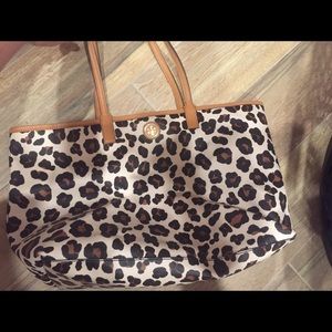 Tory Butch cheetah leopard print tote bag