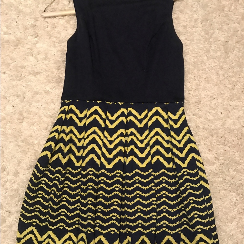 Navy blue  w/ yellow chevron dress from target