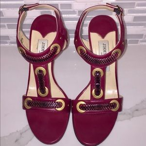 Jimmy Choo Napa/Burgundy Watersnake Sandals