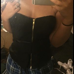 Zipper front black shirt