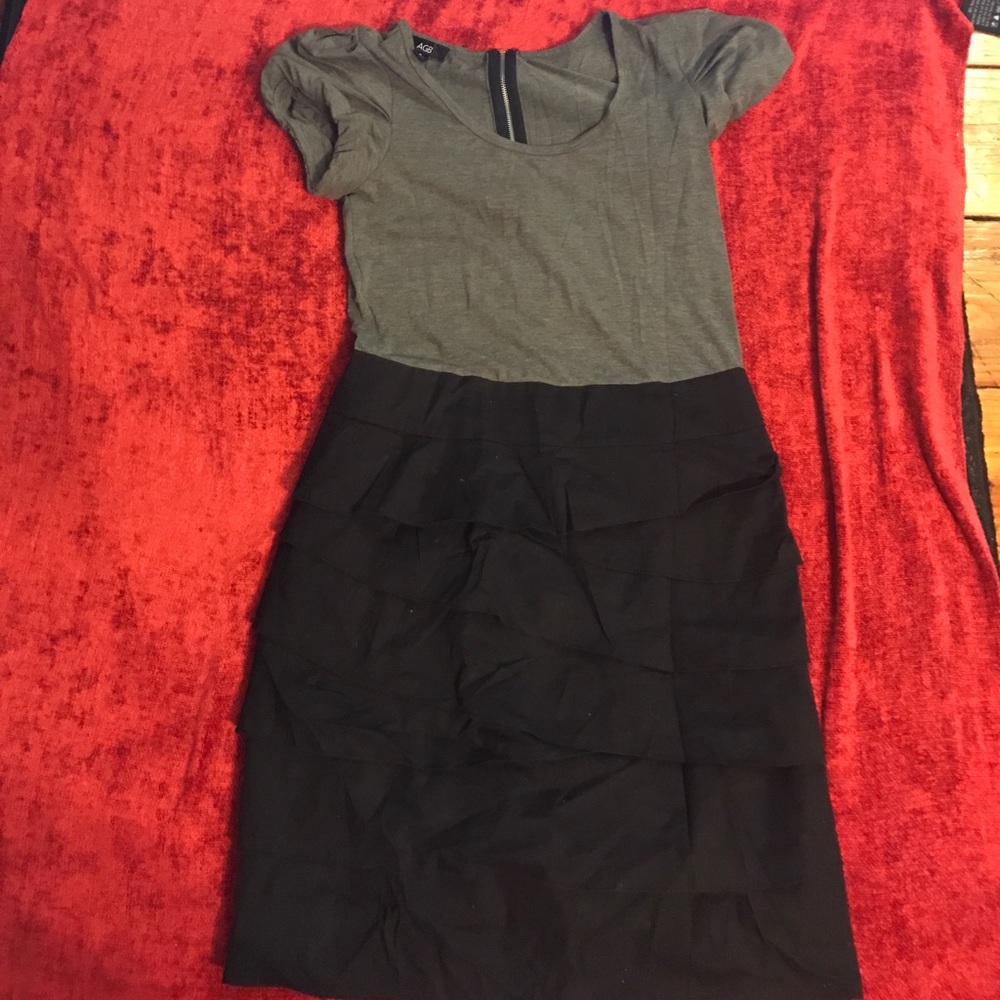 Grey and black dress with exposed zipper