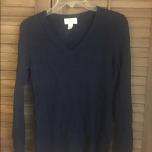 Navy blue cable-nit Ann Taylor sweater
