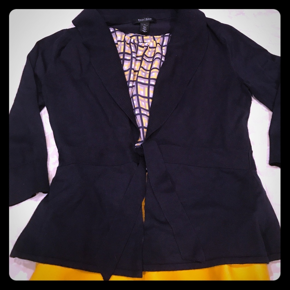 White House Black Market navy wrap sweater - M