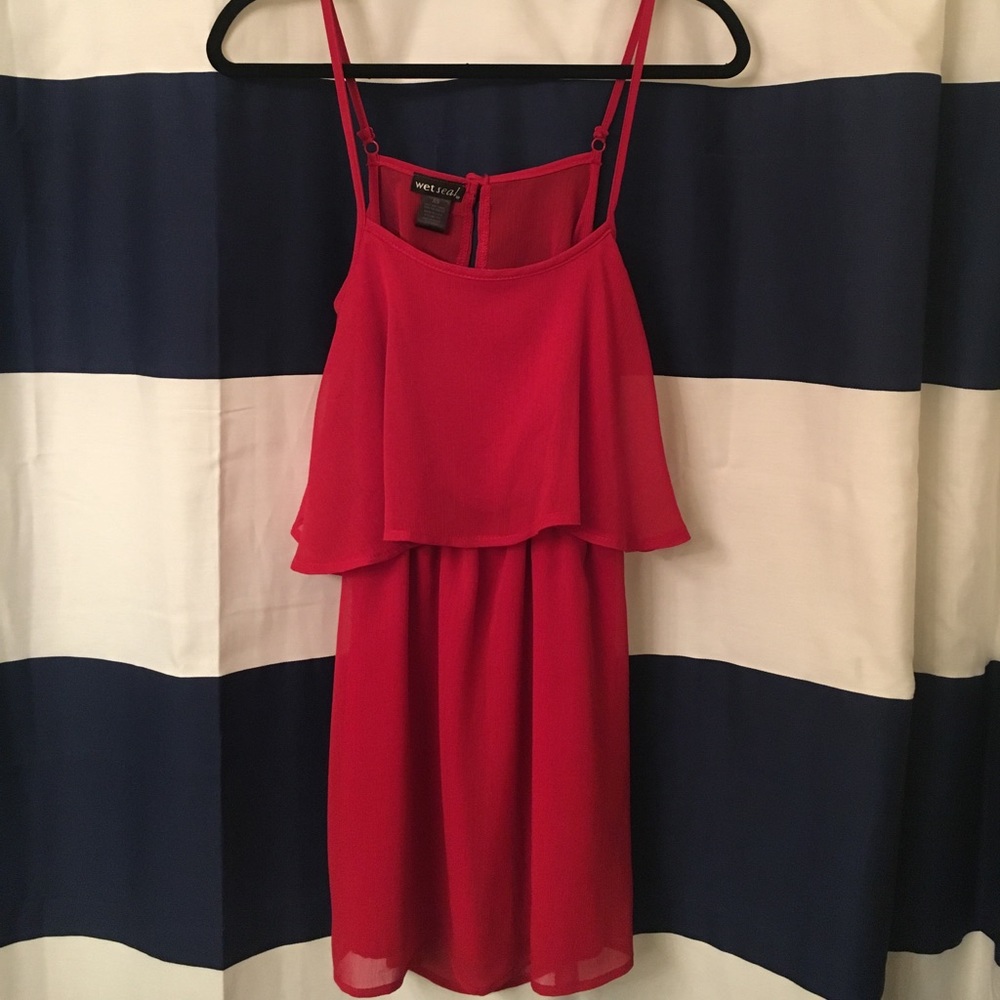 Red Backless Skinny Strap Dress
