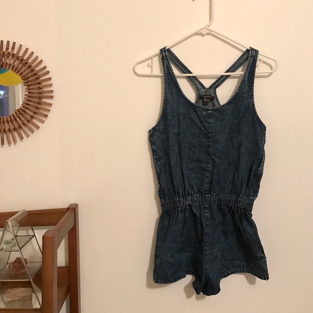 Acid wash denim Romper