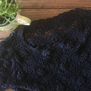 Vintage Handmade Crochet Black Sweater