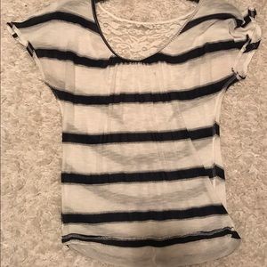 Lace navy and ivory top