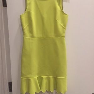 J.Crew bright yellow chartreuse dress w scallops