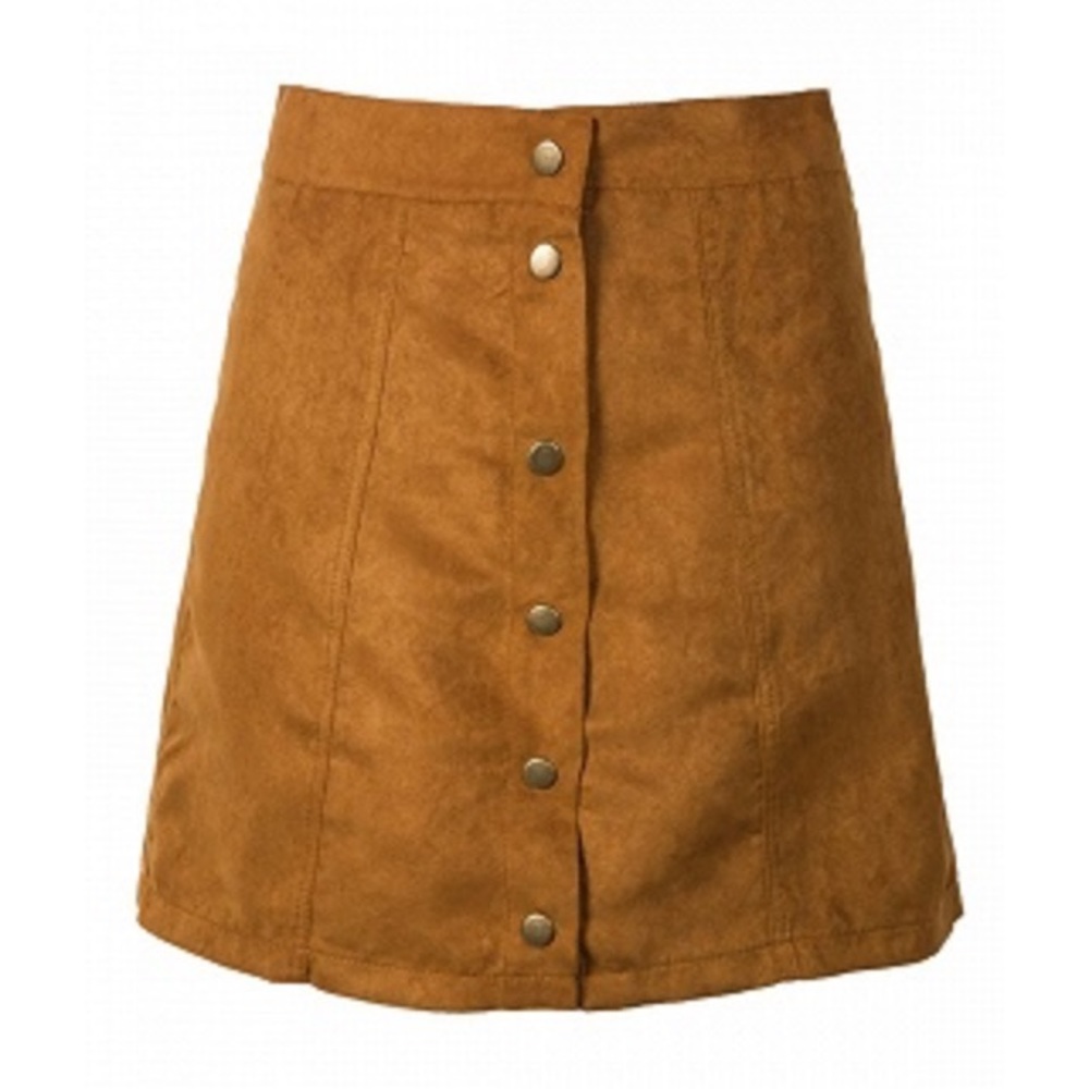 Suede button up skirt