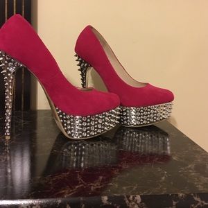 6 inch spike hot pink high heels