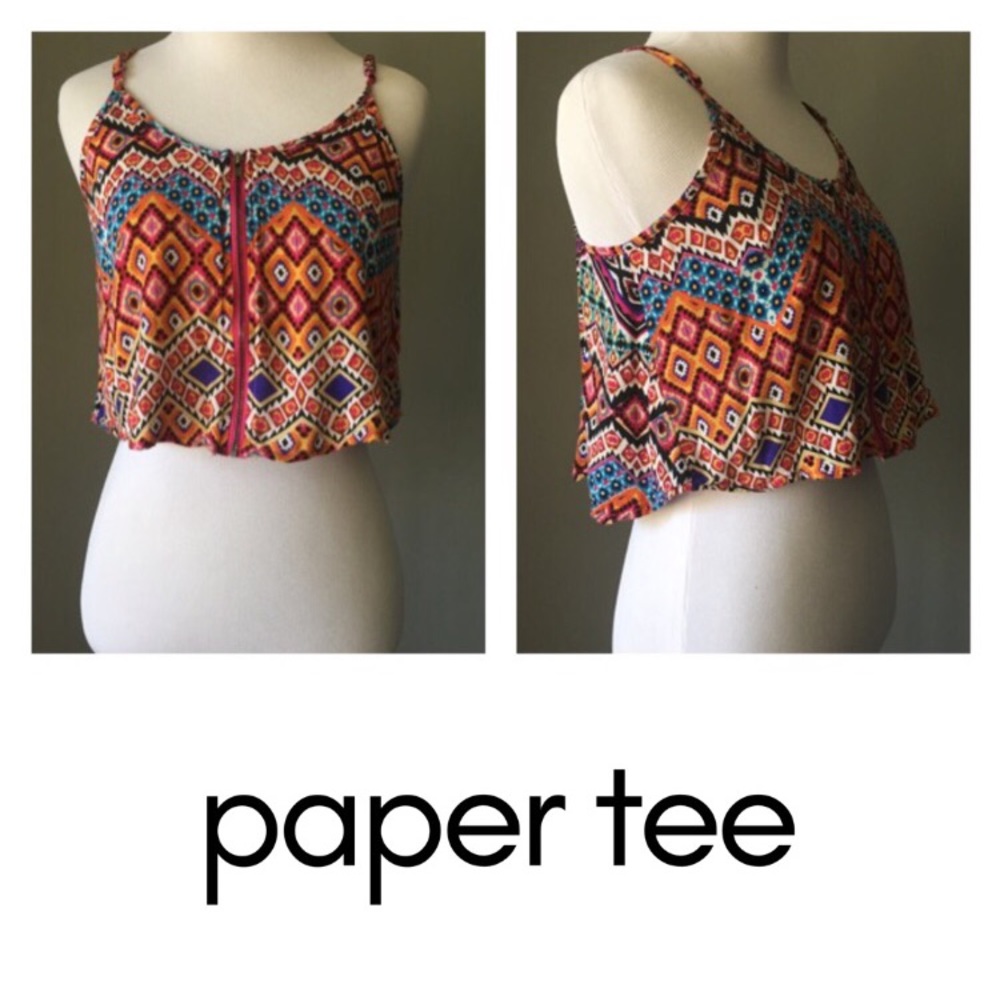 Paper Tee Zip Crop Top Size Medium
