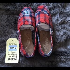 NWT Toms Women's Red Woven Plaid