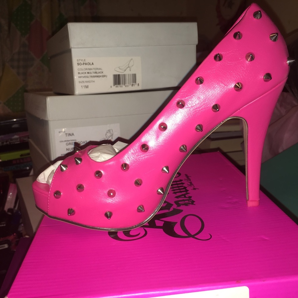 Abbey Dawn pink spiked pumps size 11