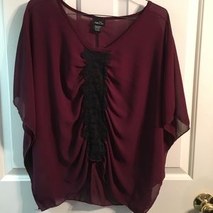 Maroon with black lace top