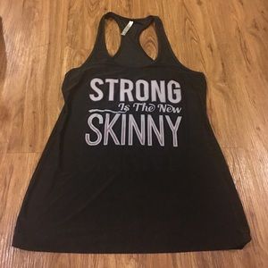 Black workout razorback tank top