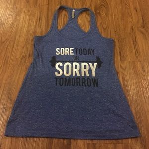 Blue workout top razor back tank top